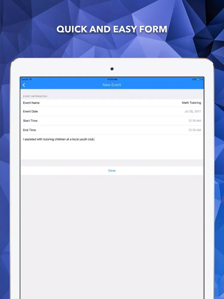 Volunteer Hour Tracker iPad  Ekran Görüntüleri