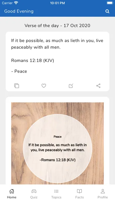 Bible Topics and Quiz Screenshots