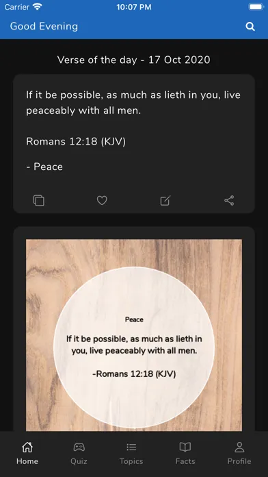 Bible Topics and Quiz Screenshots