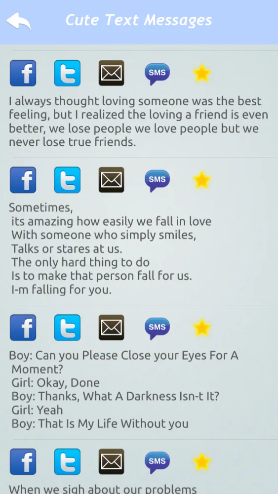 Ảnh chụp màn hình của Funny SMS For Facebook, Twiter & messengers