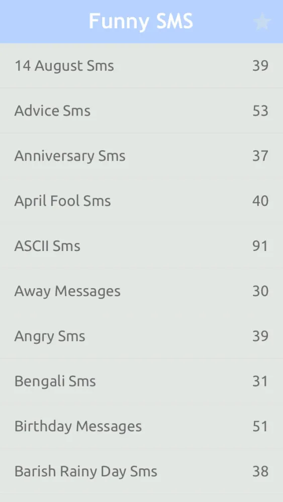Ảnh chụp màn hình của Funny SMS For Facebook, Twiter & messengers