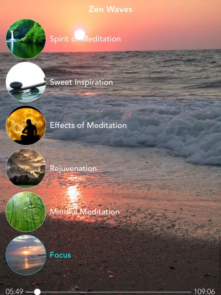 Zen Waves Pro - Ambient Music to Reduce Stress, Guided Meditation and Relaxation iPad  스크린샷