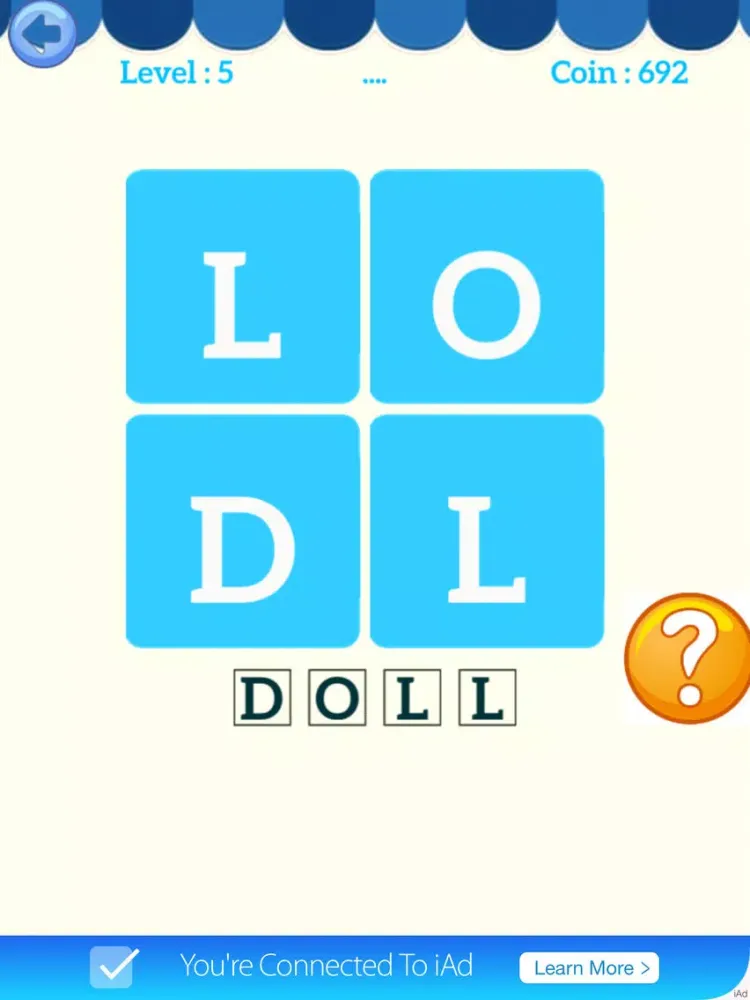 ภาพหน้าจอของ Four 4 Letters Word Brain: A word search bubbles games with friends iPad 