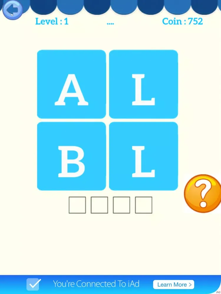 ภาพหน้าจอของ Four 4 Letters Word Brain: A word search bubbles games with friends iPad 