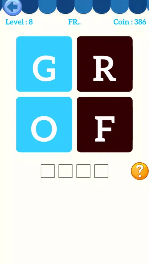 ภาพหน้าจอของ Four 4 Letters Word Brain: A word search bubbles games with friends
