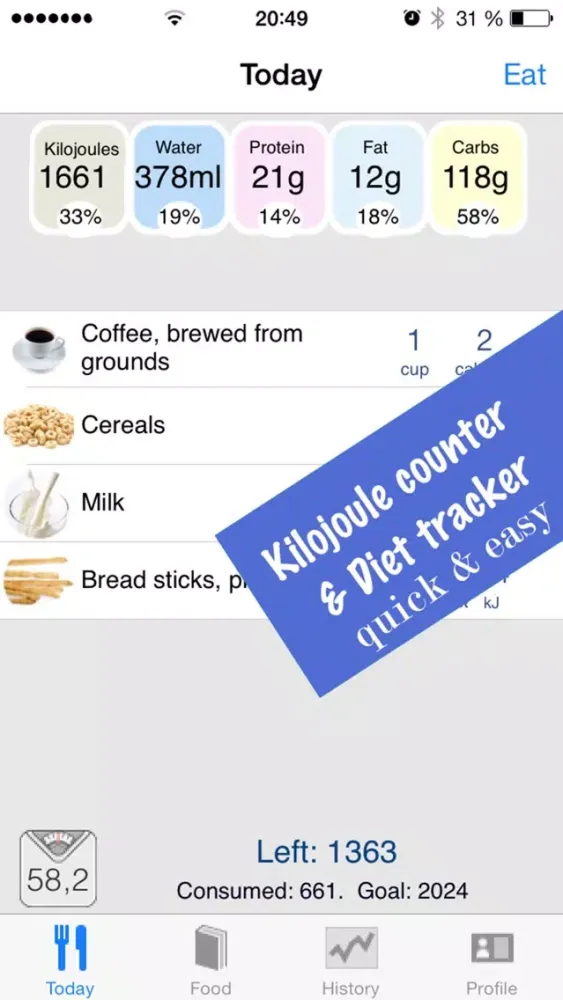 Kilojoule Counter & Diet Tracker: Lose Weight Fast 스크린샷