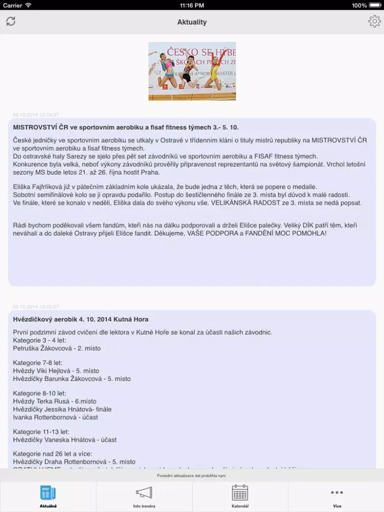 Ảnh chụp màn hình của Aerobic klub LADY Plzeň iPad 