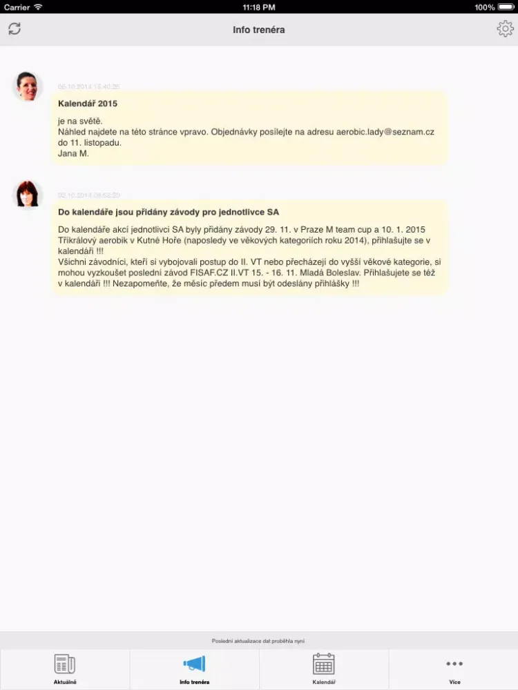 Ảnh chụp màn hình của Aerobic klub LADY Plzeň iPad 