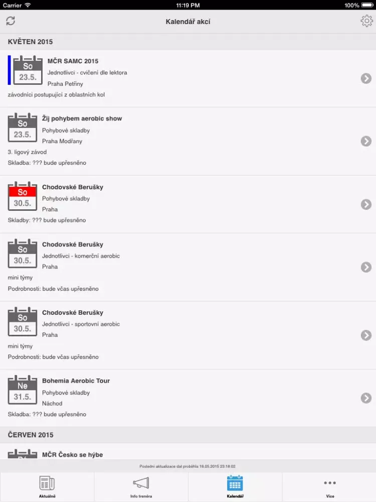 Ảnh chụp màn hình của Aerobic klub LADY Plzeň iPad 