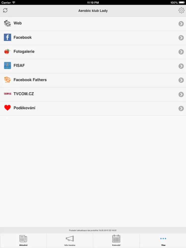 Ảnh chụp màn hình của Aerobic klub LADY Plzeň iPad 