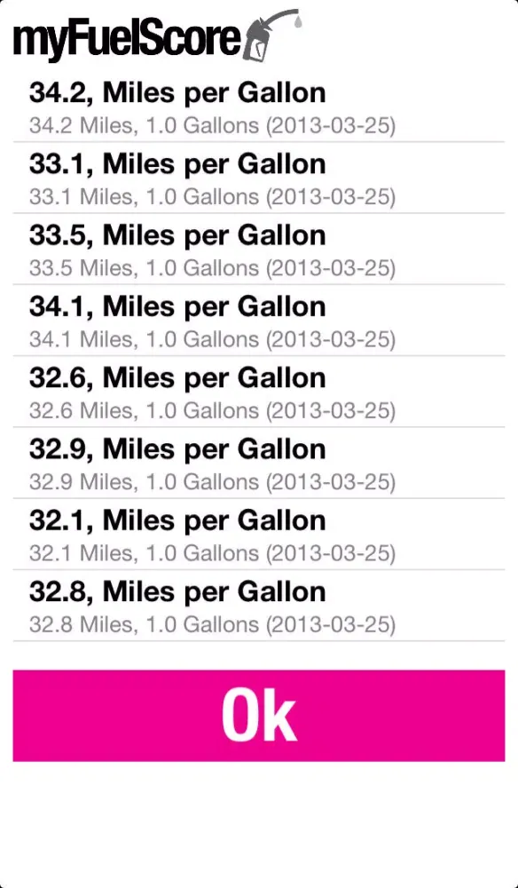صور myFuelScore - mpg and km/L fuel tracking