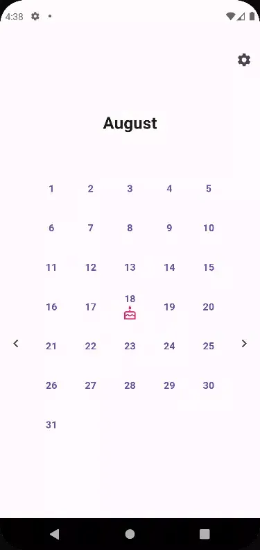 ภาพหน้าจอของ Birthday Calendar