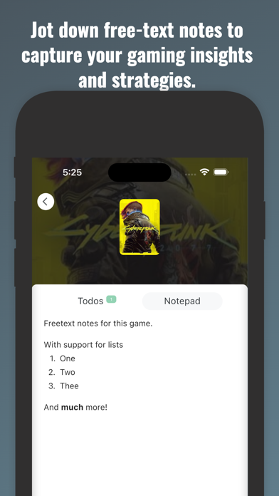 Tangkapan layar Compadre - Game Notes & Todos