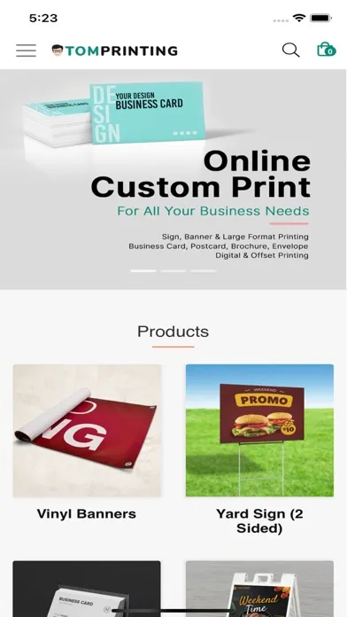 Capturas de tela do TomPrinting