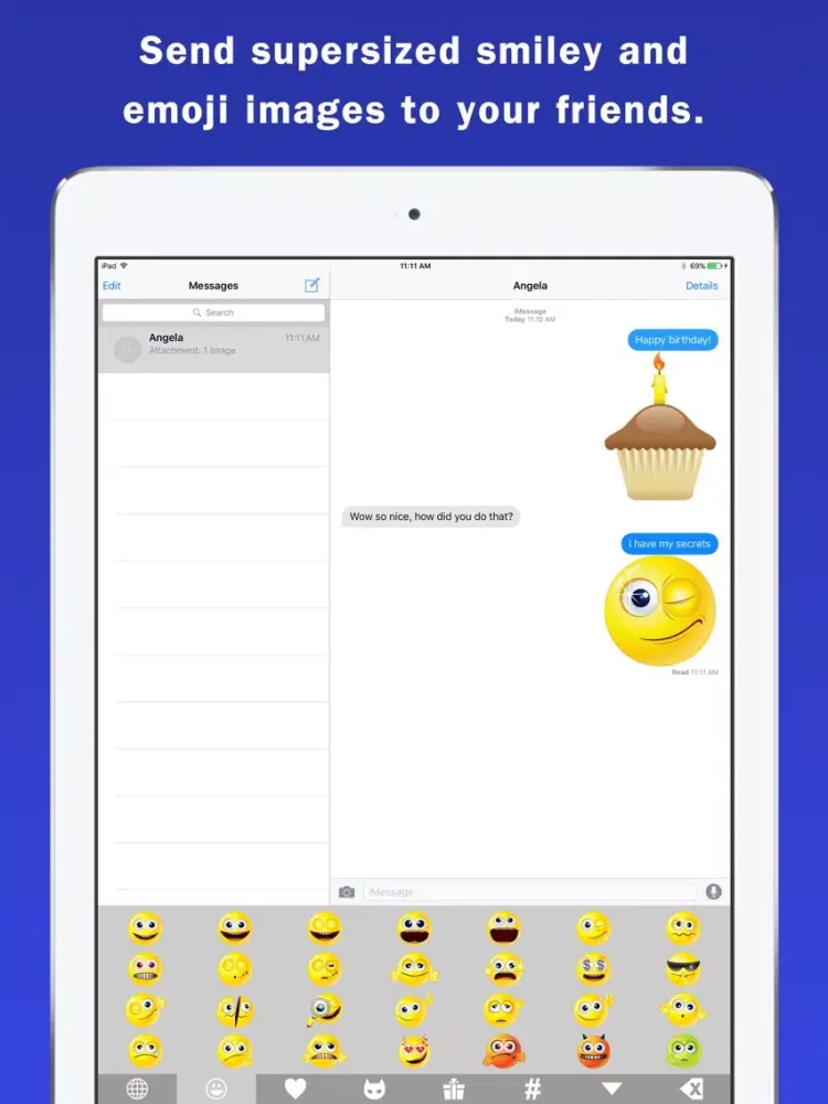 Smileys & Emoji Keyboard - Supersized GIFs Edition iPad  Screenshots