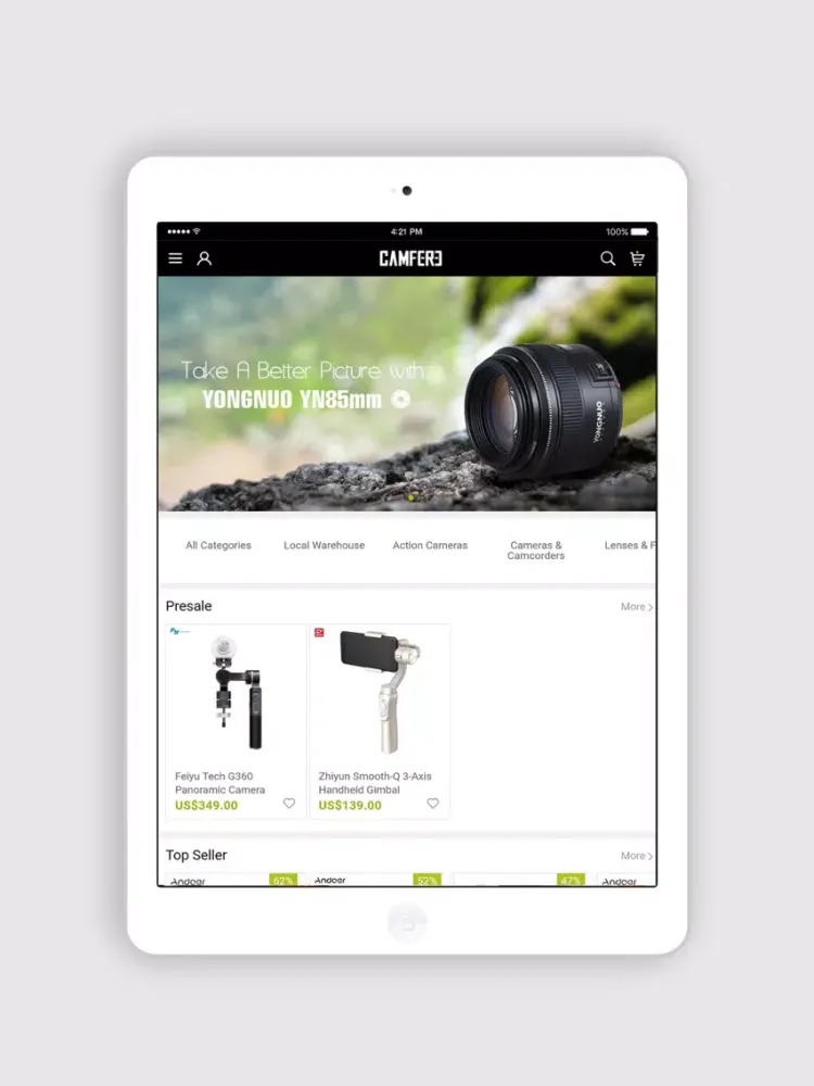 Ảnh chụp màn hình của Camfere Photography Gear Store iPad 