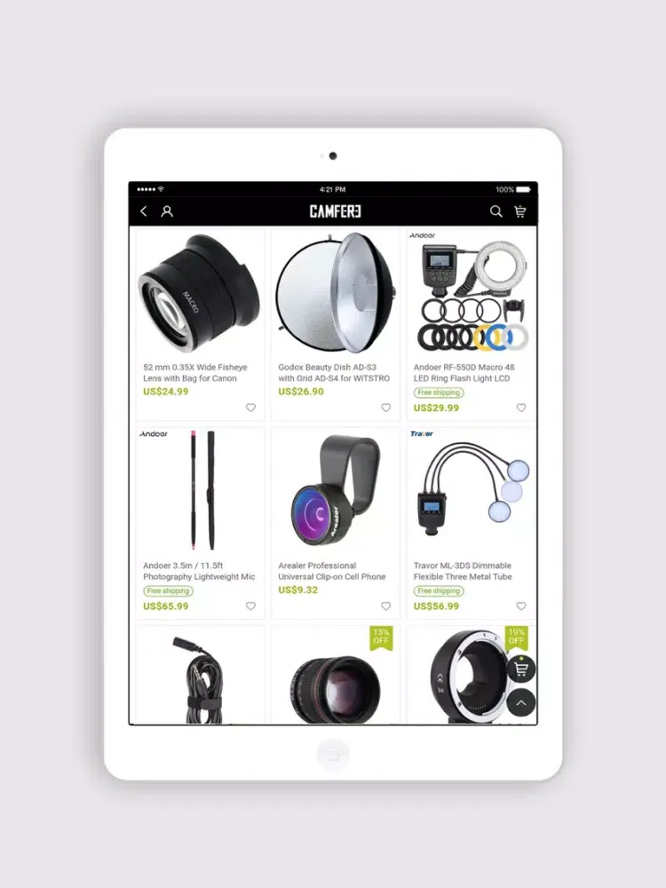 Ảnh chụp màn hình của Camfere Photography Gear Store iPad 