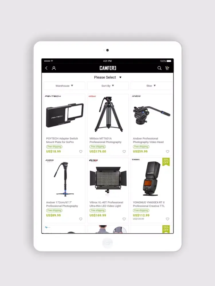 Ảnh chụp màn hình của Camfere Photography Gear Store iPad 