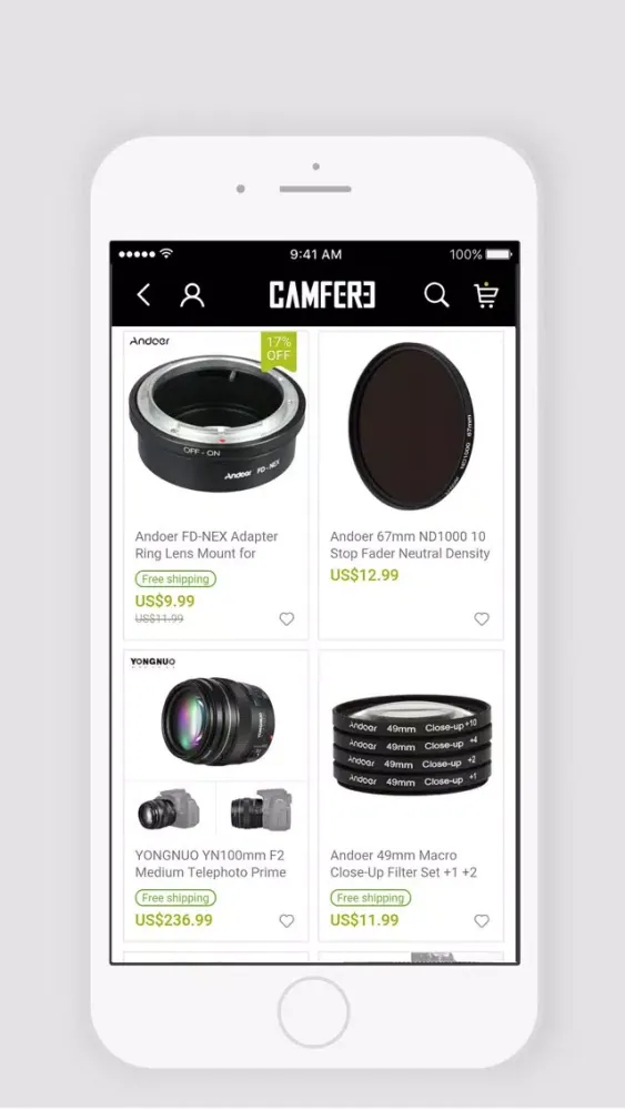 Ảnh chụp màn hình của Camfere Photography Gear Store
