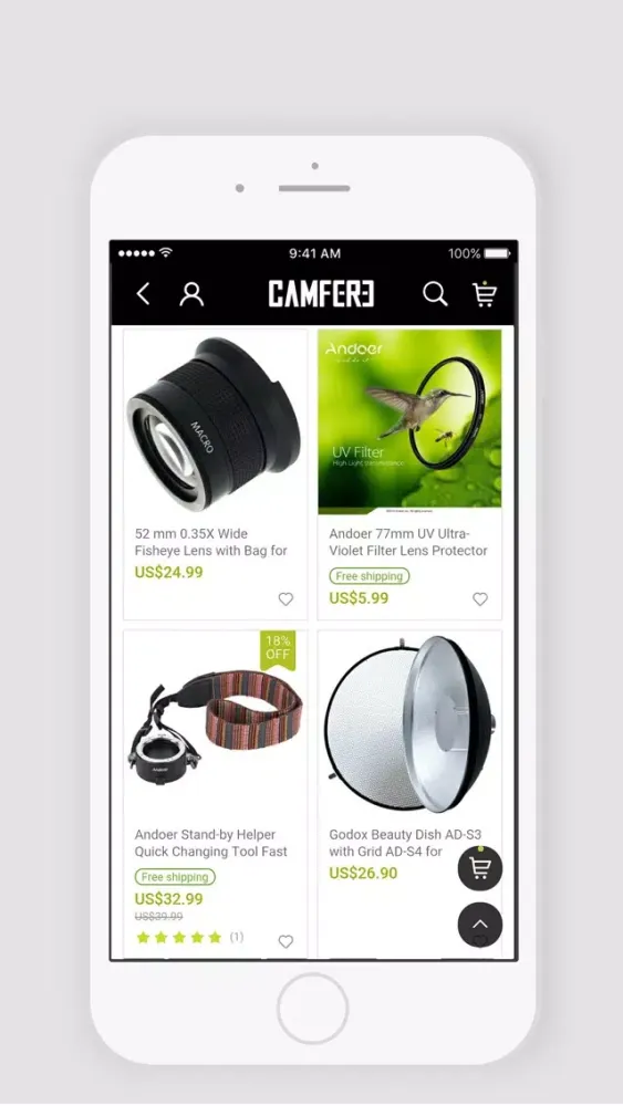 Ảnh chụp màn hình của Camfere Photography Gear Store
