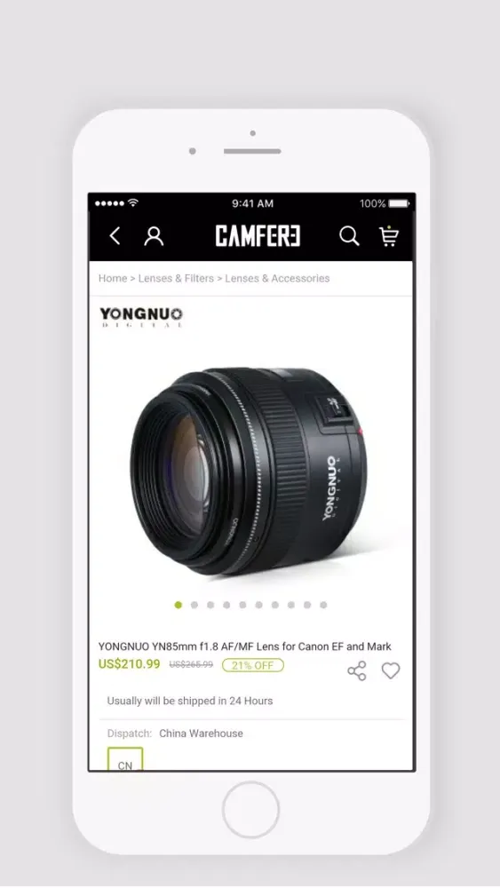 Ảnh chụp màn hình của Camfere Photography Gear Store