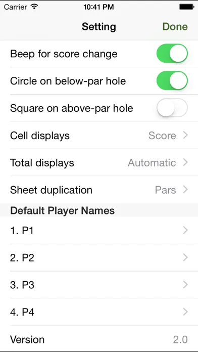 Golf Score Sheet स्क्रीनशॉट