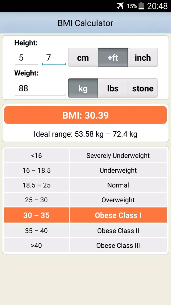 BMI Calculator Screenshots