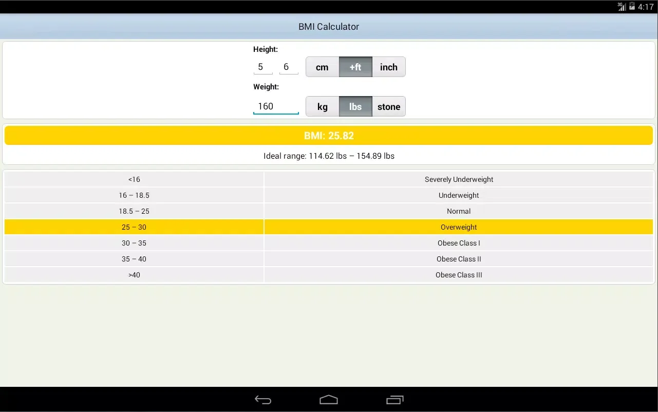 BMI Calculator Screenshots