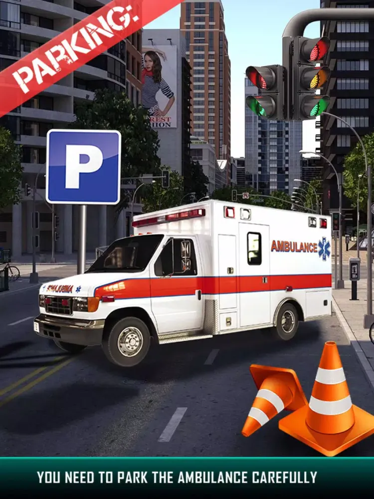City Ambulance Parking Simulator - Test Your Driving Skill on Emergency Vehicle iPad  Screenshots