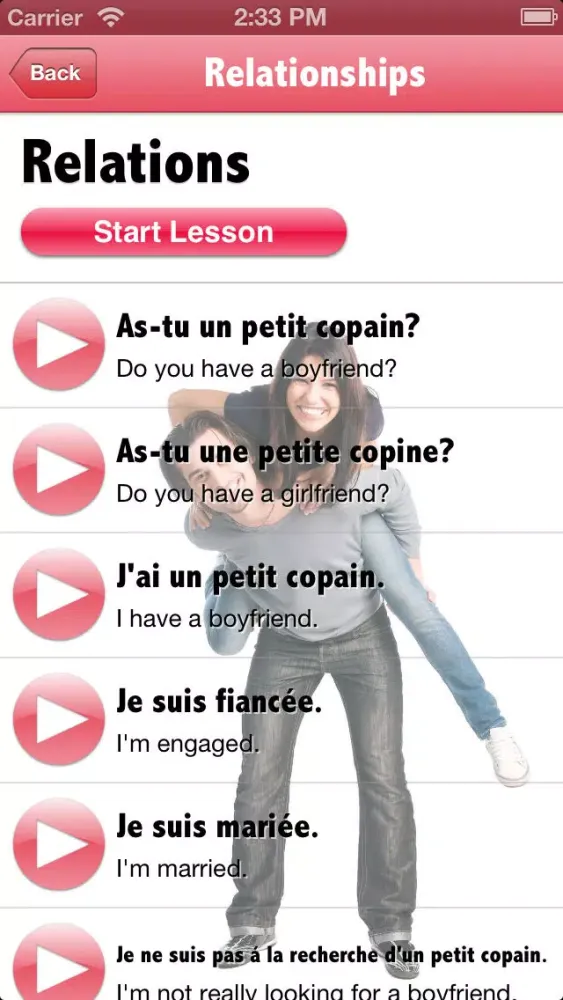 Screenshot di Sexy French - Phrasebook and Quiz