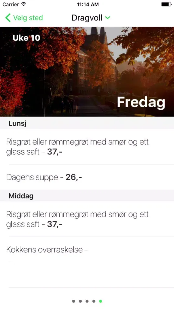 تصاویر NTNU Kantiner – Dagens Meny