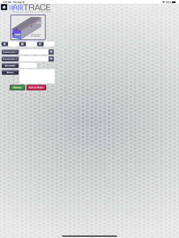 Airtrace Ordering App iPad 应用截图