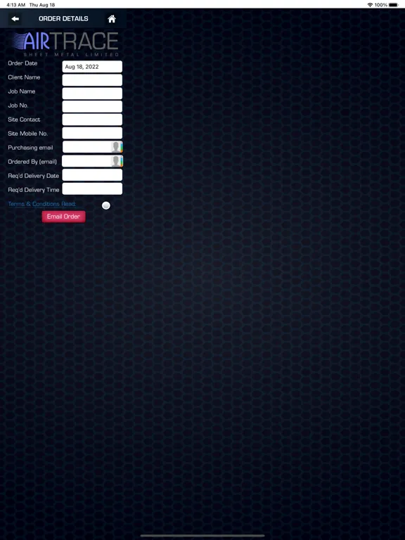 صور Airtrace Ordering App iPad 