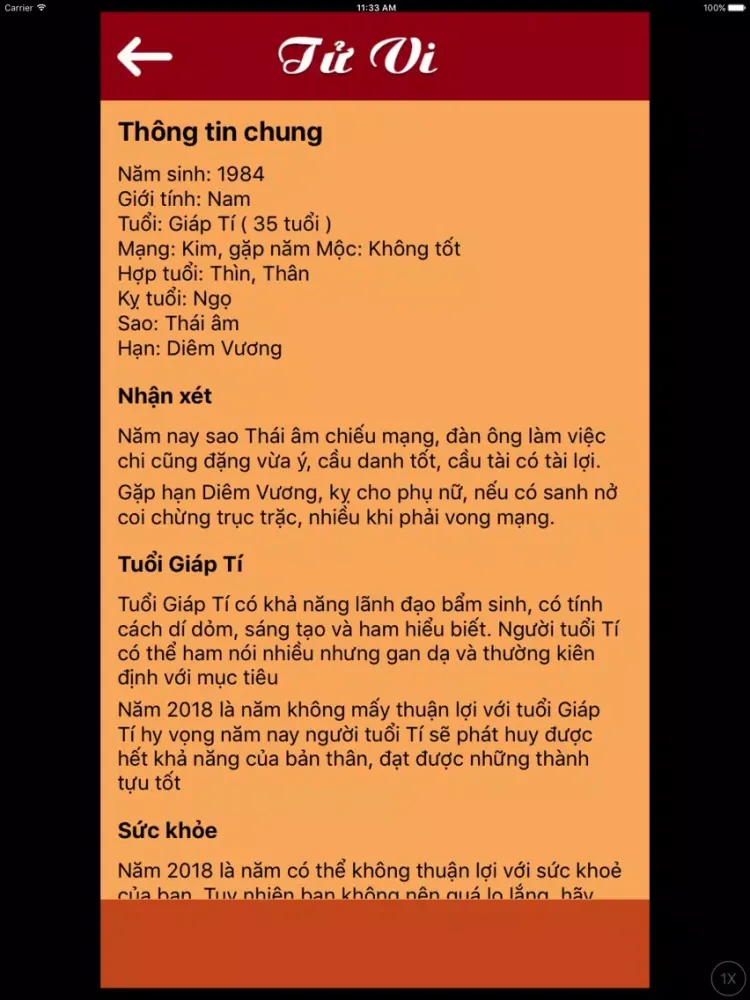 Zrzuty ekranu Tu vi 12 con giap iPad