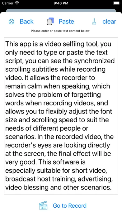 Selfie Teleprompter Screenshots