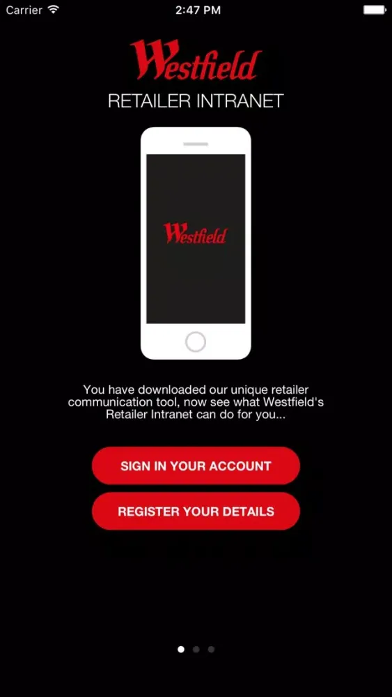 Westfield Retailer Intranet スクリーンショット