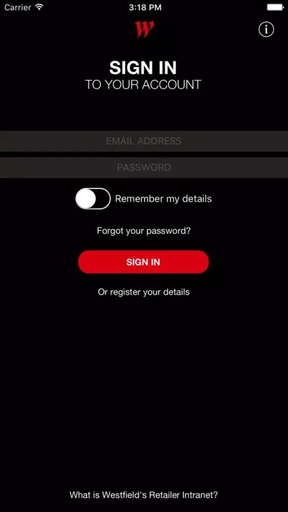 Westfield Retailer Intranet スクリーンショット