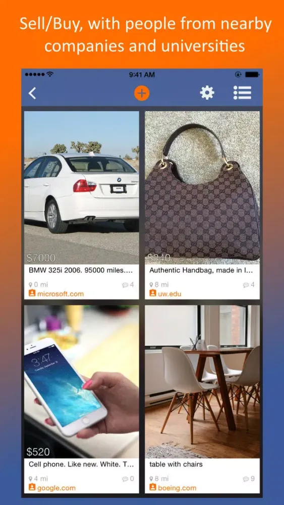 Tangkapan layar OOOChat: Sell/Buy/Date with People from Nearby Companies and Colleges