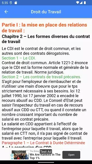 Capturas de pantalla de Cours de Droit du Travail