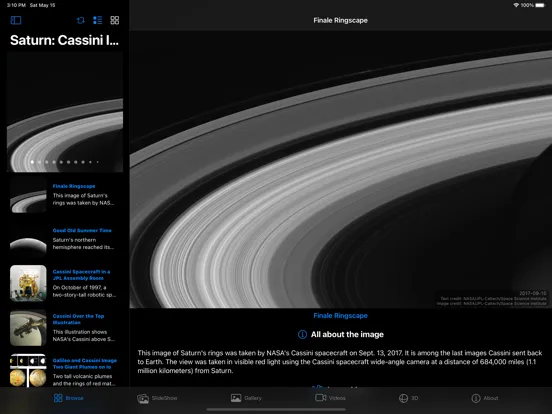 Capturas de tela do Saturn: Cassini iPad 