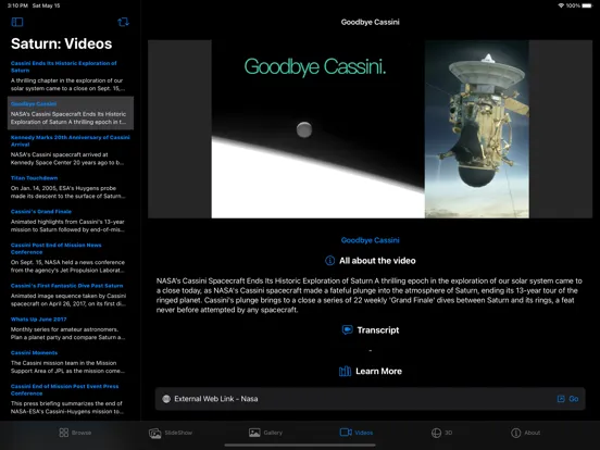 Capturas de tela do Saturn: Cassini iPad 