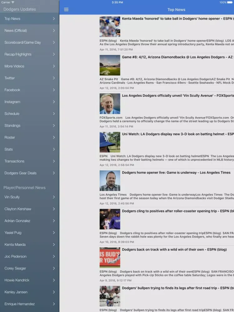 Screenshot di News Surge for Dodgers Baseball News Pro iPad 