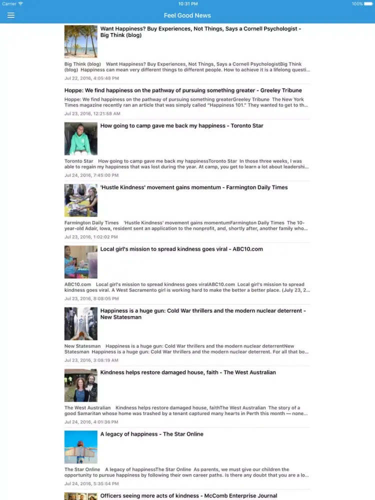 Captures d'écran de Happy Songs, Music & Feel Good News Free iPad 