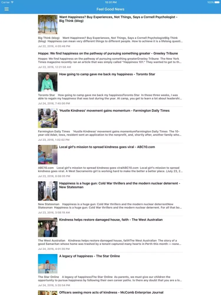 Capturas de pantalla de Happy Songs, Music & Feel Good News Pro iPad 
