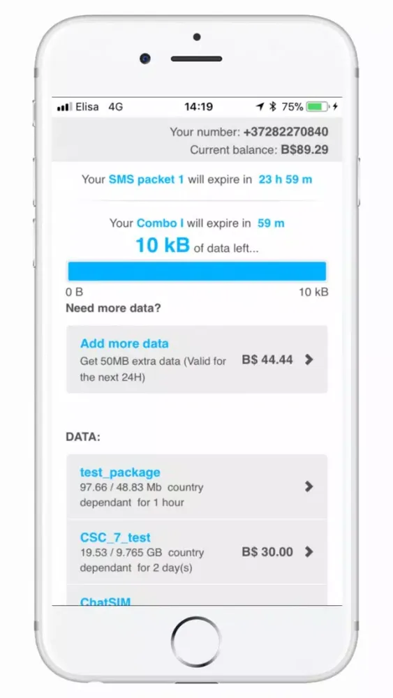 Tangkapan layar TravelChat SIM