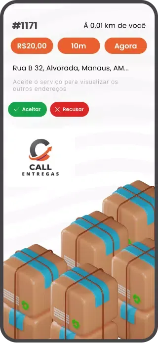 Capturas de tela do Call Entregas