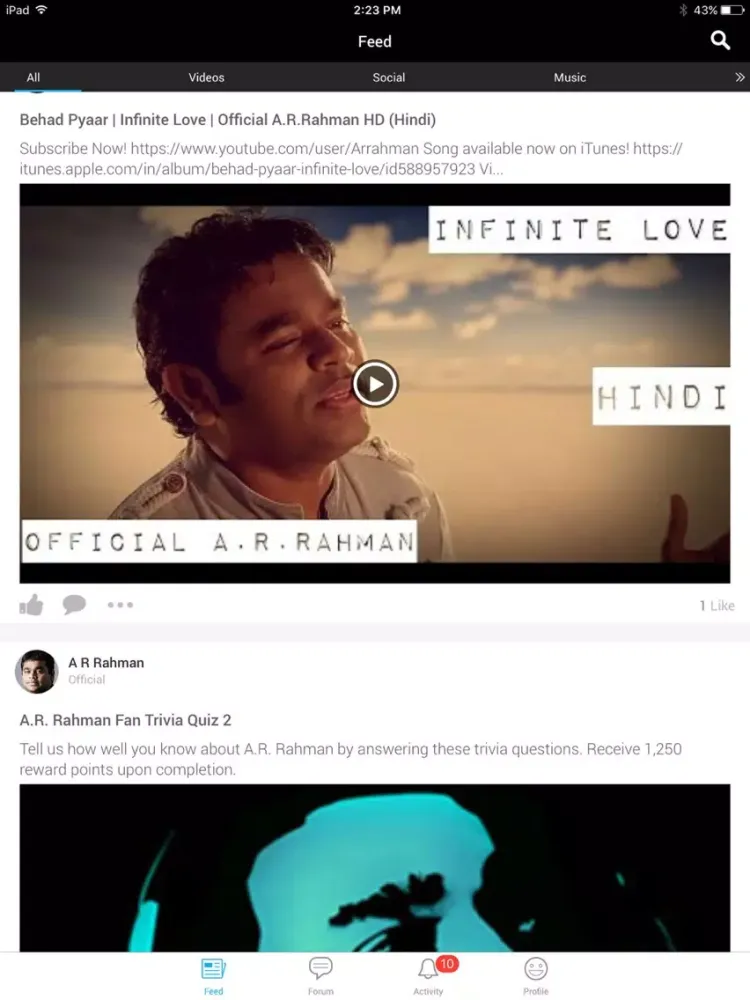 ภาพหน้าจอของ A R Rahman Official iPad 