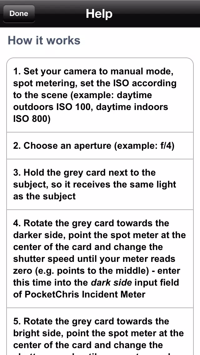 Incident Light Meter स्क्रीनशॉट