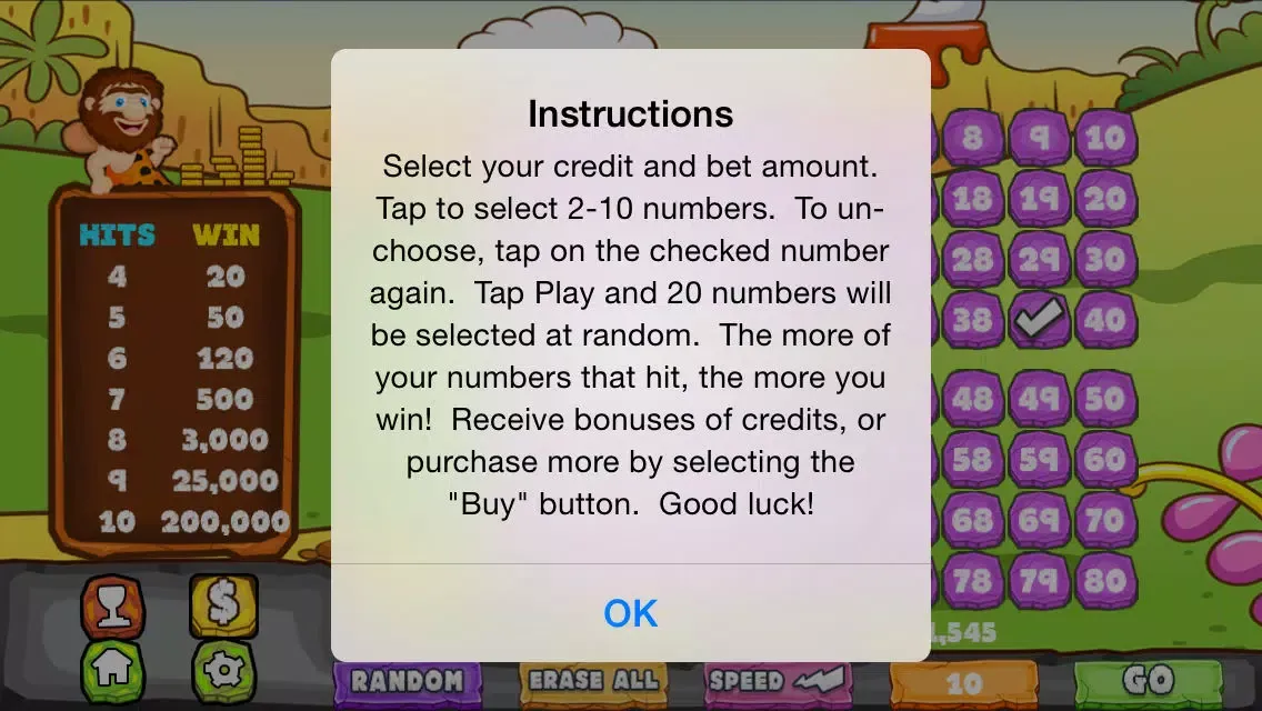 ภาพหน้าจอของ Caveman Keno Casino FREE - Double Bonus Fun with Game