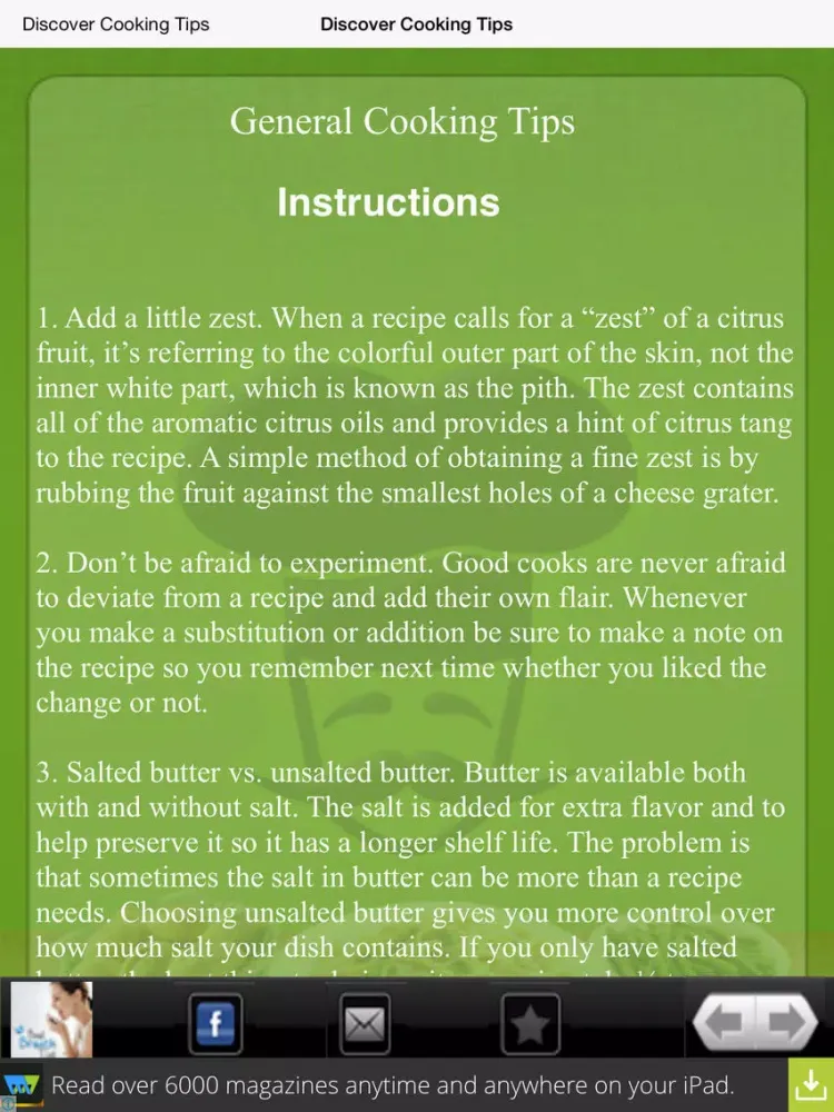 Capturas de tela do Discover Cooking Tips iPad 